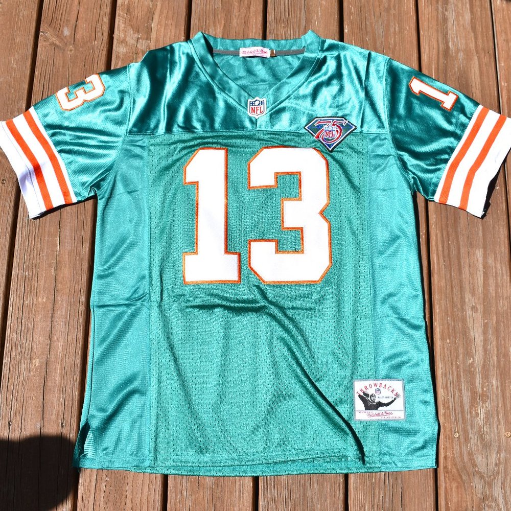 New!! Dan Marino Miami Dolphins Vintage Teal Aqua Football Jersey Adult Men's - Picture 2 of 2